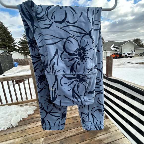 Athletic Works Pants - Women's Blue Floral Active Leggings & Hoodie Set